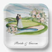 Thema einer Golfhochzeit Pappteller (Vorderseite)