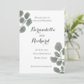 Thema Eukalyptus-Blätter Einladung (Stehend Vorderseite)