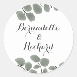 Thema Eukalyptus-Blätter Runder Aufkleber