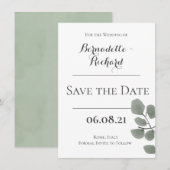 Thema Eukalyptus-Blätter Save The Date (Vorne/Hinten)