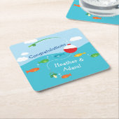 Thema Fischerei Kinderdusche für Fischer Rechteckiger Pappuntersetzer (angewinkelt)