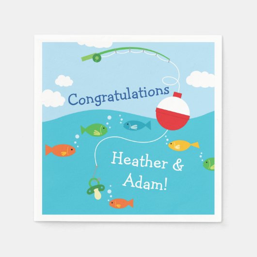 Thema Fischerei Kinderdusche für Fischer Serviette (Vorderseite)