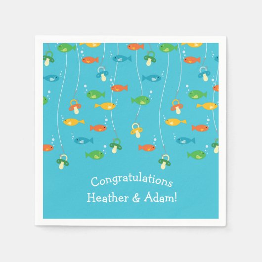 Thema Fischerei Kinderdusche für Fischer Serviette (Vorderseite)