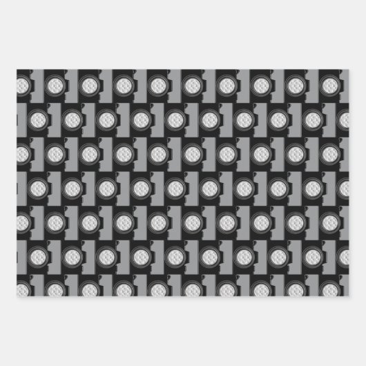 Thema Fotografie Camera Assorted GRAY/CREAM/GRÜNE Geschenkpapier Set (Vorderseite)