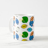 Thema Fußbälle und Helme Kaffeetasse (Vorderseite Links)