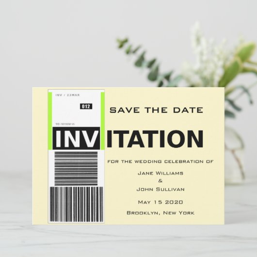 Thema "Gepäck-Anspruch" Hochzeitsszenario speicher Save The Date (Stehend Vorderseite)