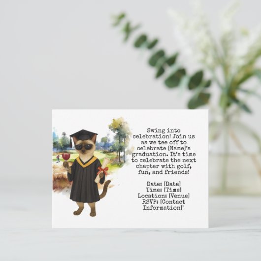 Thema Golf Abschluss Postkarte (Stehend Vorderseite)