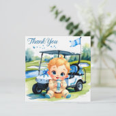 Thema Golf Baby Shower Boy Dankeskarte (Stehend Vorderseite)