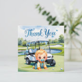 Thema Golf Baby Shower Boy Dankeskarte (Stehend Vorderseite)
