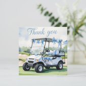 Thema Golf Baby Shower Boy Dankeskarte (Stehend Vorderseite)