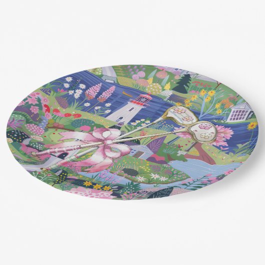 Thema Golf mit Golfclub Pappteller (Schrägansicht)