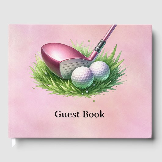 Thema Golf Pink Gästebuch (Vorderseite)
