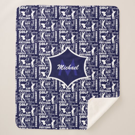 Thema Golf Player Cool Mit Monogramm Sherpadecke (Vorderseite)