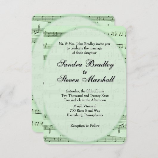 Thema "Grüne Noten" Einladung (Vorne/Hinten)