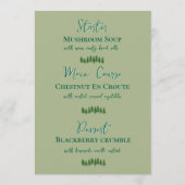 Thema "Grünes Wald" Menükarte (Rückseite)