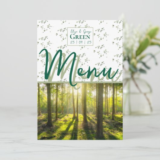 Thema "Grünes Wald" Menükarte (Stehend Vorderseite)
