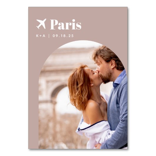 Thema Hochzeit Zielort Foto & Name Tischnummer (Rückseite)