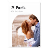 Thema Hochzeit Zielort Foto & Name Tischnummer (Vorderseite)