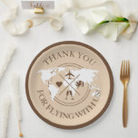 Thema Hochzeitsdekor Weltkarte Boho Beige Pappteller<br><div class="desc">Unsere Teller zum Thema Hochzeit sind der ideale Weg, um Ihren Gästen zu danken, dass sie sich an Ihrem besonderen Tag bei uns angesiedelt haben. Diese Teller zeichnen sich durch ein wunderschönes Design mit einem Vintagen Kartenhintergrund und dem Satz "Danke für das Fliegen mit uns" in einem spielerischen Schriftart aus....</div>