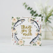 Thema Hochzeitsfeiern für Angelfreunde Dankeskarte (Stehend Vorderseite)