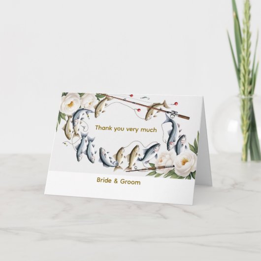 Thema Hochzeitsfeiern für Angelfreunde Dankeskarte (Vorderseite)