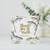 Thema Hochzeitsfeiern für Angelfreunde Dankeskarte (Stehend Vorderseite)