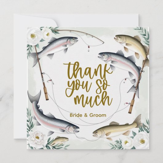 Thema Hochzeitsfeiern für Angelfreunde Dankeskarte (Vorderseite)