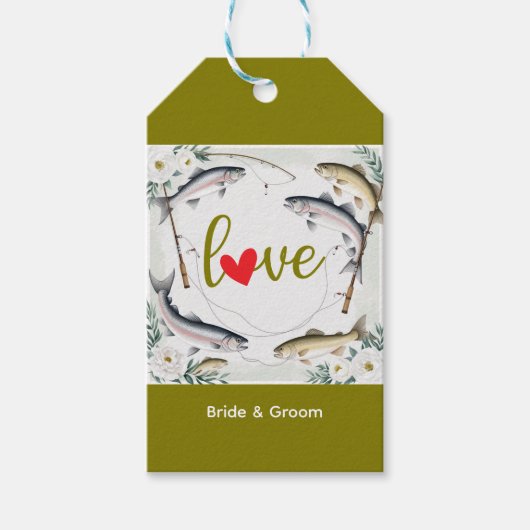 Thema Hochzeitsfeiern für Angelfreunde Geschenkanhänger (Vorderseite)