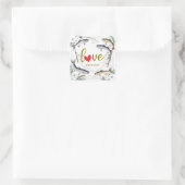 Thema Hochzeitsfeiern für Angelfreunde Quadratischer Aufkleber (Tasche)