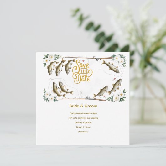 Thema Hochzeitsfeiern für Angelfreunde Save The Date (Stehend Vorderseite)