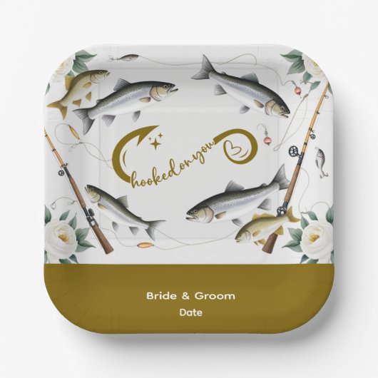 Thema Hochzeitsfischerei für Angelliebhaber Papier Pappteller (Vorderseite)