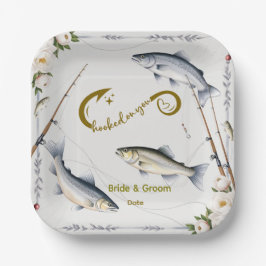 Thema Hochzeitsfischerei für Angelliebhaber Papier Pappteller