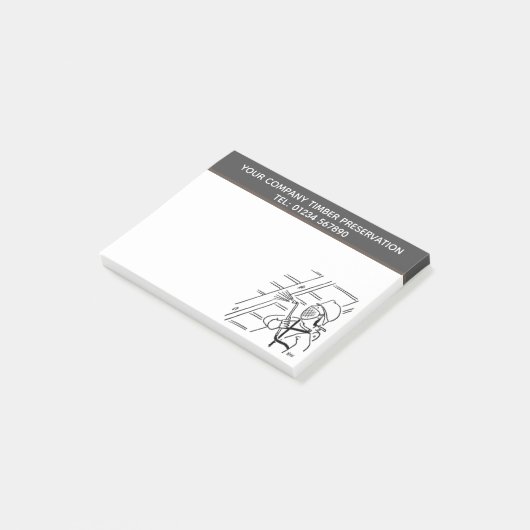 Thema "Holzschutz" - Cartoon zur Personalisierung Post-it Klebezettel (angewinkelt)