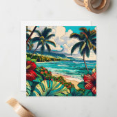 Thema hübsche Hawaiianische Insel | Aloha Mitteilungskarte (Vorderseite/Rückseite Beispiel)