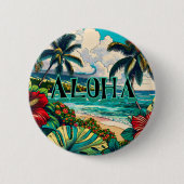 Thema hübsche Hawaiianische Insel Button (Vorderseite)
