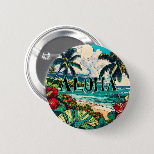 Thema hübsche Hawaiianische Insel Button (Vorne & Hinten)