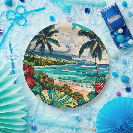 Thema hübsche Hawaiianische Insel Pappteller (Party)