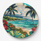 Thema hübsche Hawaiianische Insel Pappteller (Vorderseite)