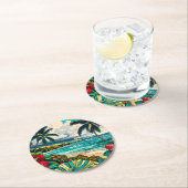 Thema hübsche Hawaiianische Insel Runder Pappuntersetzer (Vor Ort)