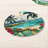 Thema hübsche Hawaiianische Insel Runder Pappuntersetzer (Angewinkelt)