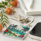 Thema hübsche Hawaiianische Insel Schlüsselanhänger (Vorderseite rechts)