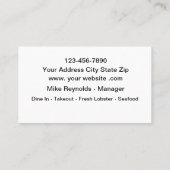Thema Hummer und Meeresfrüchte Visitenkarte (Rückseite)