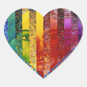 Thema I - Abstrakte Regenbogenweibchen Herz-Aufkleber
