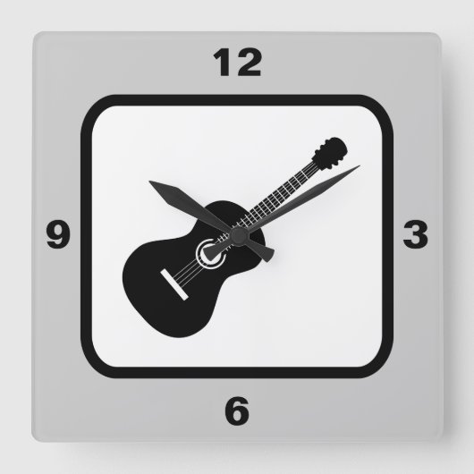 Thema klassische Gitarre Quadratische Wanduhr (Vorderseite)