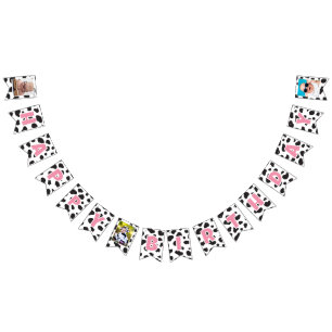 Thema Kuh Holzofen Kuh Print Happy Geburtstag Foto Wimpelkette