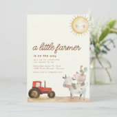 Thema Landwirtschaft Kinderdusche mit Tiere Einlad Einladung (Stehend Vorderseite)