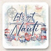 Thema "Let's Get Nauti" für das Küstenschiff Getränkeuntersetzer (Vorderseite)