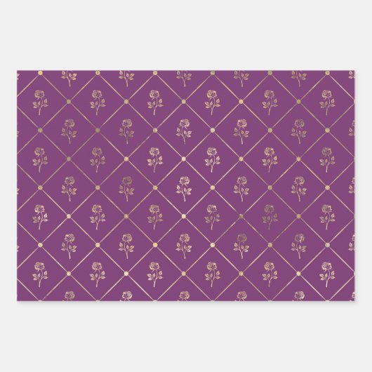 Thema lila und Gold Paris Geschenkpapier Set (Vorderseite 3)