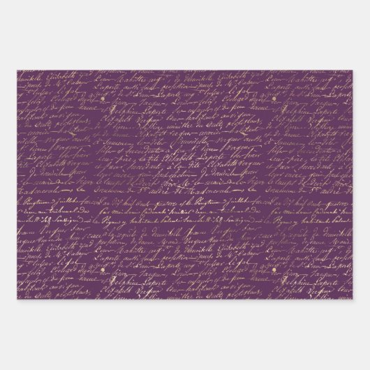 Thema lila und Gold Paris Geschenkpapier Set (Vorderseite)