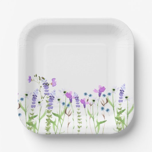 Thema lila Wildblume Delikatessen Blumenstrauß Pappteller (Vorderseite)